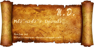 Mészár Dezső névjegykártya